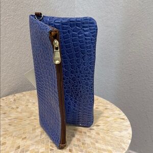 Blue Crocodile Embossed Clutch NWt